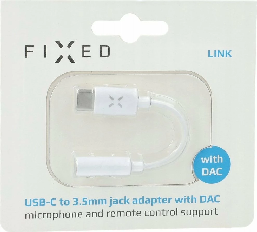 Adapter USB-C në Jack 3.5mm Fixed FIXL-CJD-WH me DAC, i bardhë