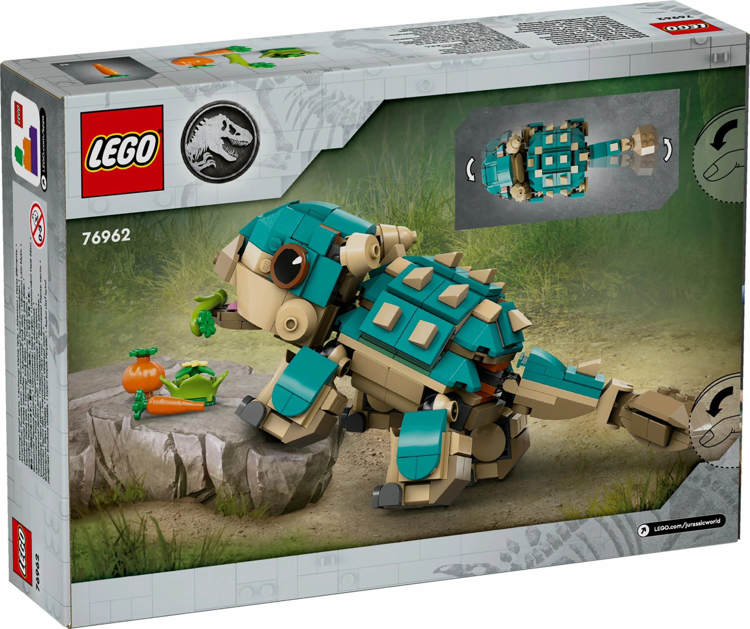 Set ndërtimi LEGO Jurassic World 76962 Baby Bumpy Ankylosaurus, shumëngjyrëshe