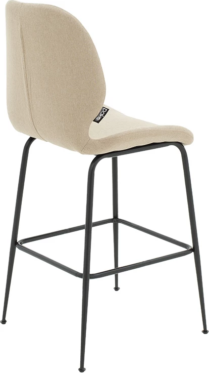 Karrige për bar Impel, këmbë metali të zeza, pëlhurë bezhë