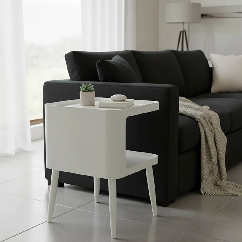 Tavolinë anësore Cubino, metal, ngjyrë krem, 35x35x50cm