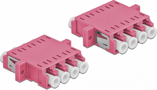 Kuplues fibër optike DeLOCK LC Quad, Female/Female, OM3 Multi-mode, 2 copë, vjollcë