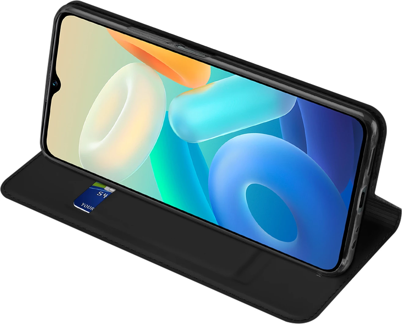 Mbështjellës Dux Ducis Skin Pro për Vivo Y16/Y02s, me kapak, xhep kartelash, i zi