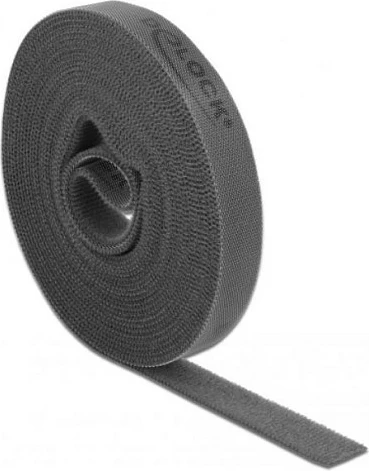 Shirit Velcro DeLOCK, 5 m x 15 mm, gri