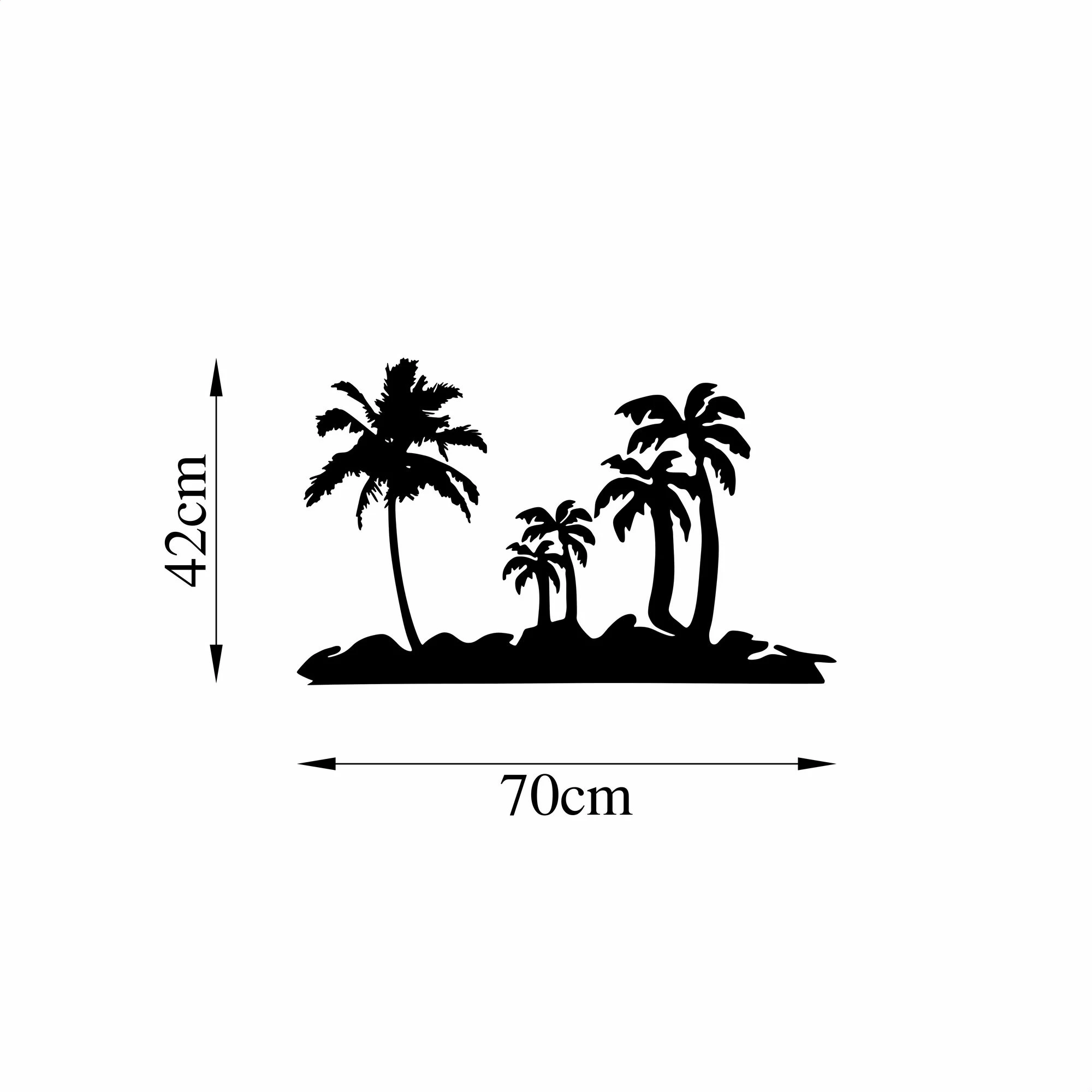 Aksesor dekorativ metalik për mur, palmë, Wallity, 70x42cm, ngjyrë e zezë
