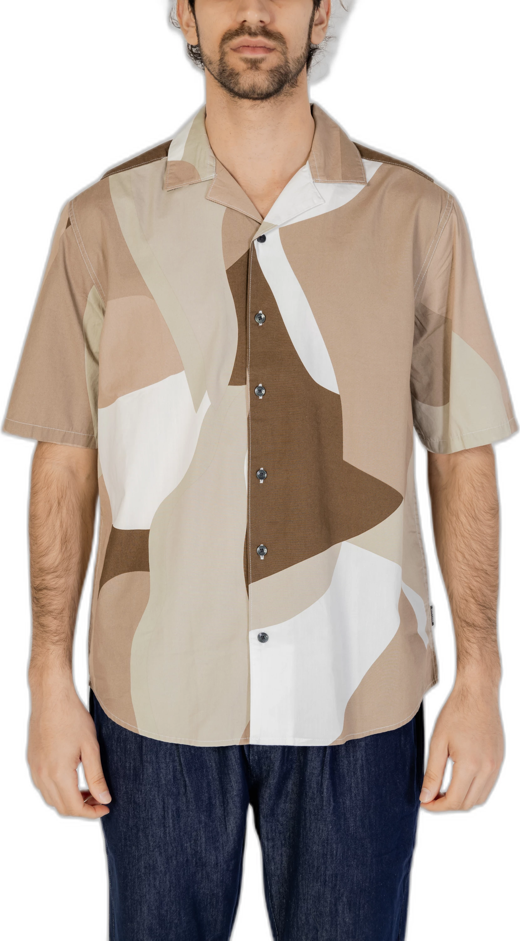 Këmishë me mëngë të shkurta për meshkuj Only & Sons Onstie Rlx Ss Aop Resort 22028044, kafe