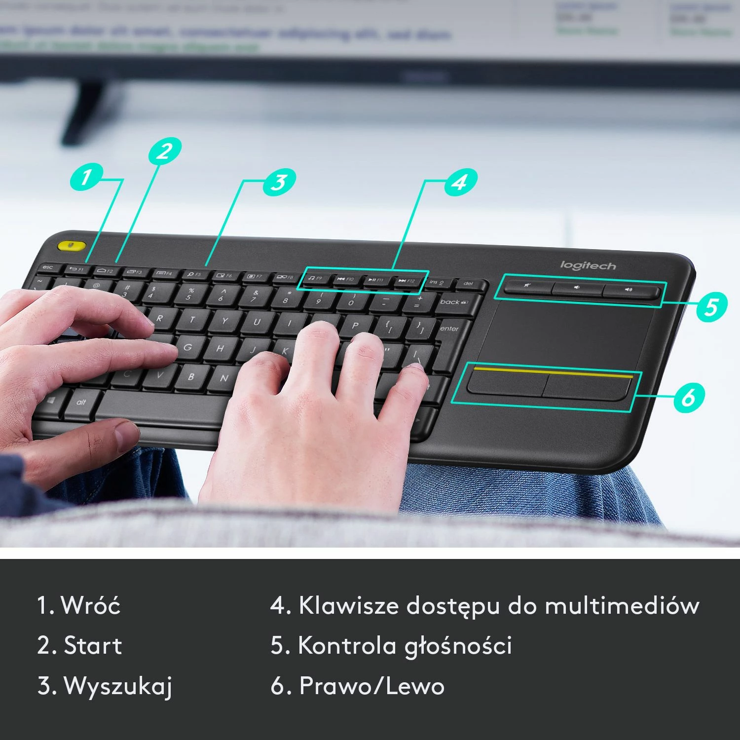 Tastierë pa tela Logitech K400 Plus 920-007145 me touchpad, US INTL, e zezë