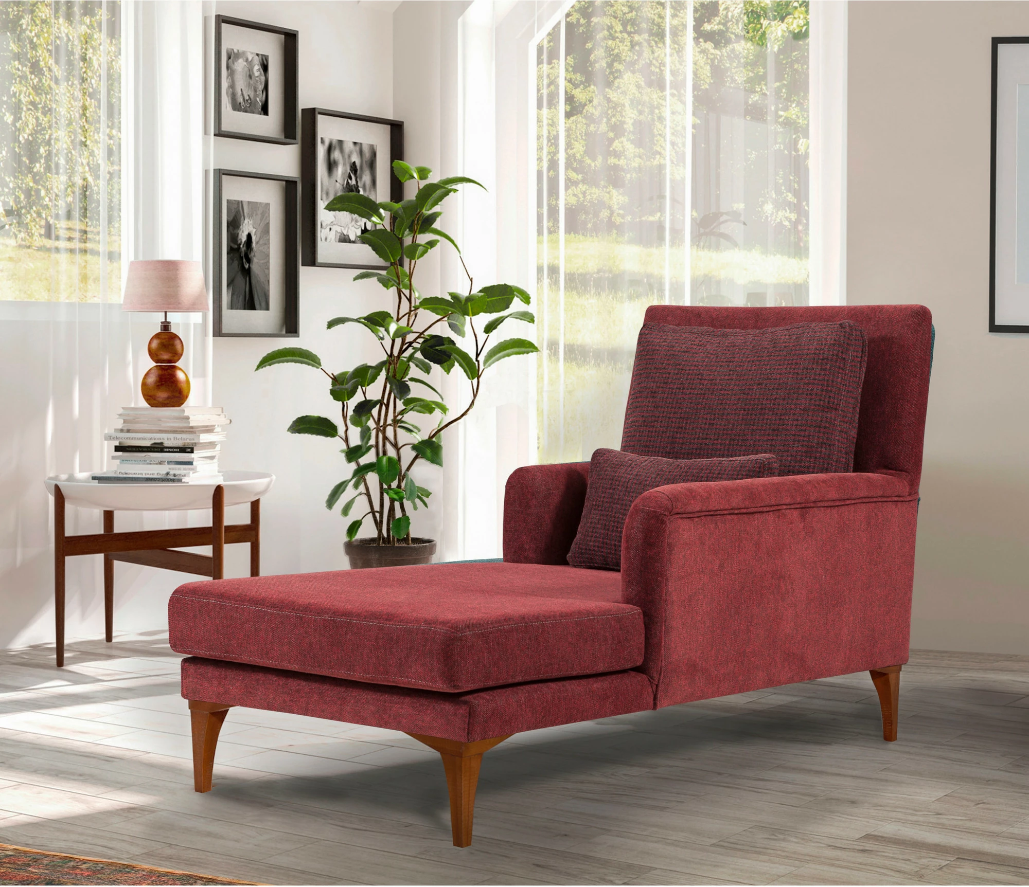 Divan Atelier del Sofa, ngjyrë e kuqe Claret