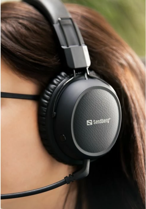 Kufje wireless SANDBERG ANC FlexMic 126-36, Bluetooth 5.3, over-ear, USB-C, të zeza, set 1 copë