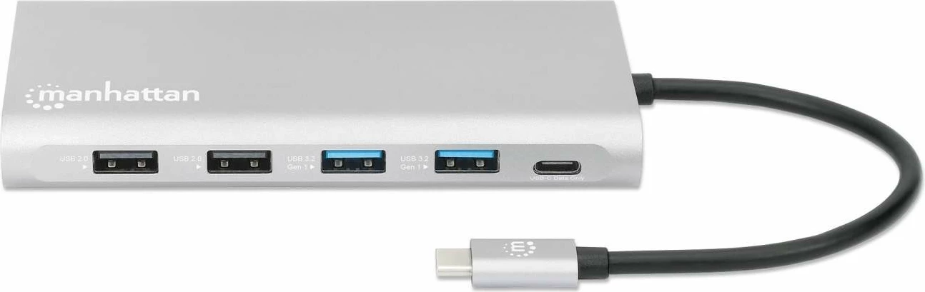 Docking station MANHATTAN 12-in-1, 3x HDMI, 4x USB, USB-C, DP, RJ45, gri