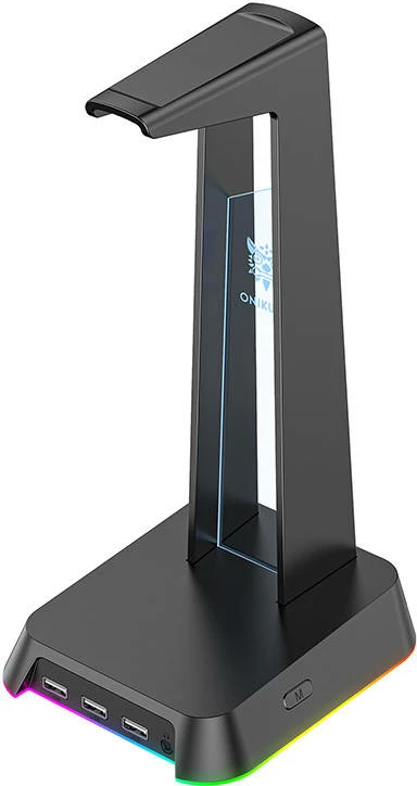 Mbajtës kufjesh ONIKUMA ST-2, me 3x USB 2.0, RGB, i zi