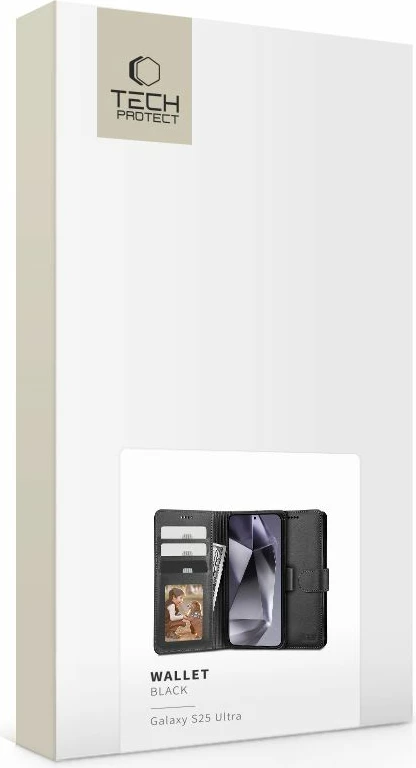 Mbështjellës Tech-Protect Wallet për Samsung Galaxy S25 Ultra, eko-lëkurë, i zi
