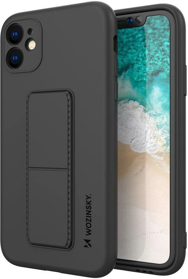 Mbështjellës Wozinsky Kickstand Case për iPhone 12 Pro Max, silikon, i zi
