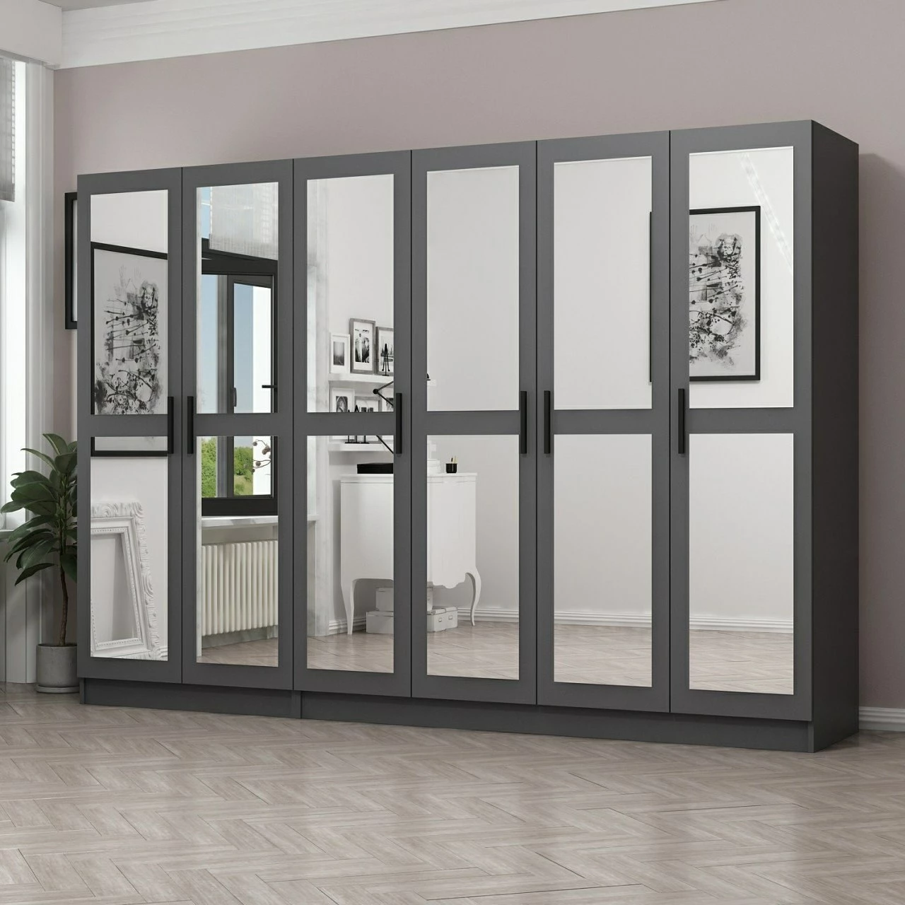 Dollap për dhomë gjumi, ngjyrë antracit, Skye Decor, 4989