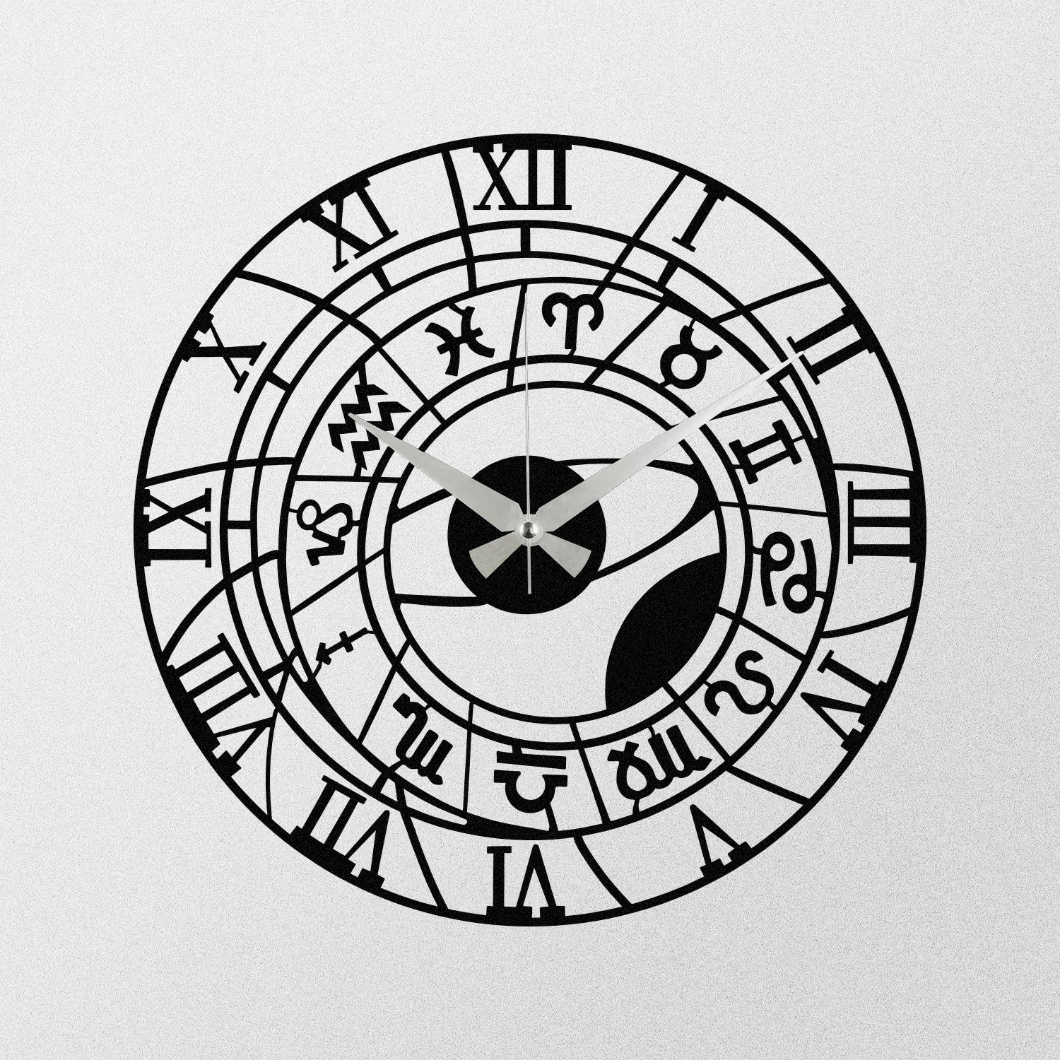 Orë muri dekorative prej metali, Wallity Enzoclock - S025, e zezë, 48x48cm