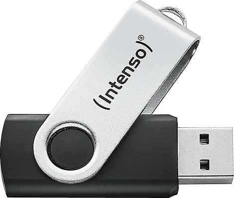 USB memorje Intenso Office Line, 32 GB, USB-A 3.2 Gen 1, swivel, zezë-argjend