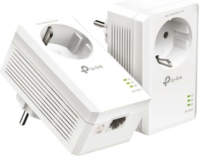 Adapter Powerline, TP-Link TL-PA7017P KIT, AV1000 1000 Mbps, 1x port LAN Gigabit, prizë kaluese, set 2 copë