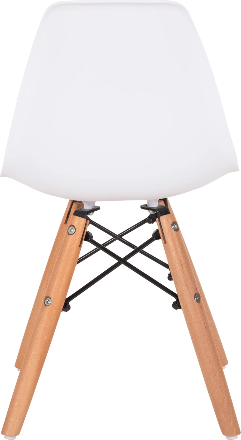 Karrige Twist për fëmijë FH8453.01 me këmbë druri dhe ulëse PP e bardhë 30,5x33x59 cm, set prej 4 copë