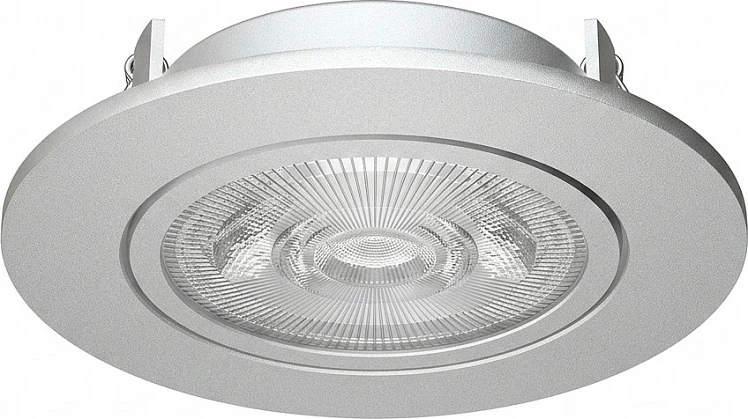 Spot LED tavanor i integrum Synergy21 Helios, neutral e bardhë, i rrotullueshëm, argjend