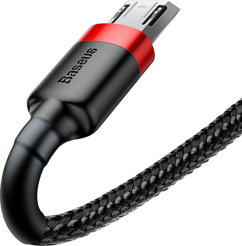 Kabllo Baseus Cafule CAMKLF-B91, USB-A në micro USB, 1m, e zezë/kuqe