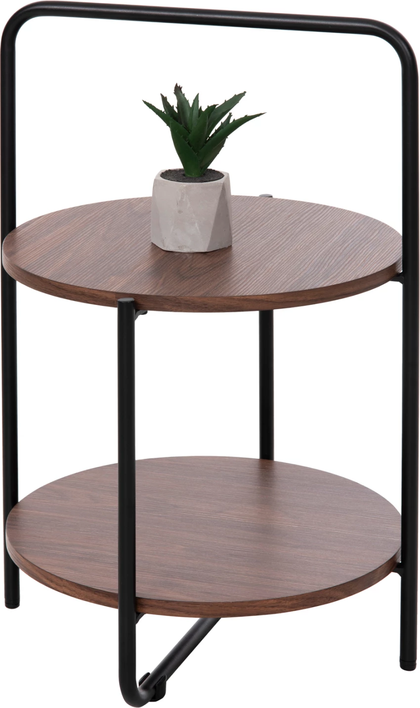 Tavolinë anësore SYLO FH9618.02 MDF ngjyrë arre-kornizë metalike e zezë Φ44x66Hcm