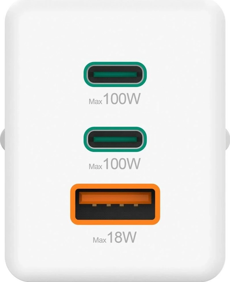 Karikues Hama mini 100W GaN PD/QC 2x USB-C, 1x USB-A bardhë