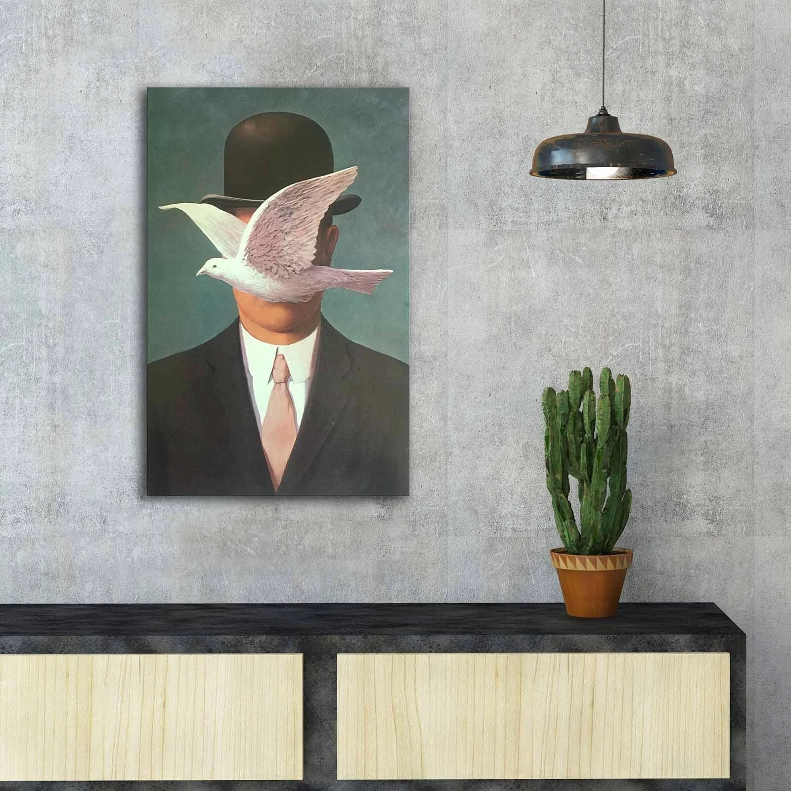 Pikturë dekorative në kanavacë, Man in a Bowler Hat, FAMOUSART-099, shumëngjyrëshe, 45x70cm