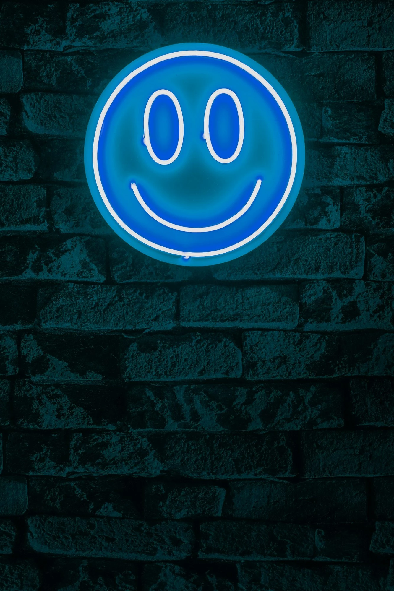 Dritë murale dekorative LED, fytyrë buzëqeshëse, plastike, ngjyrë kaltër, 27cm