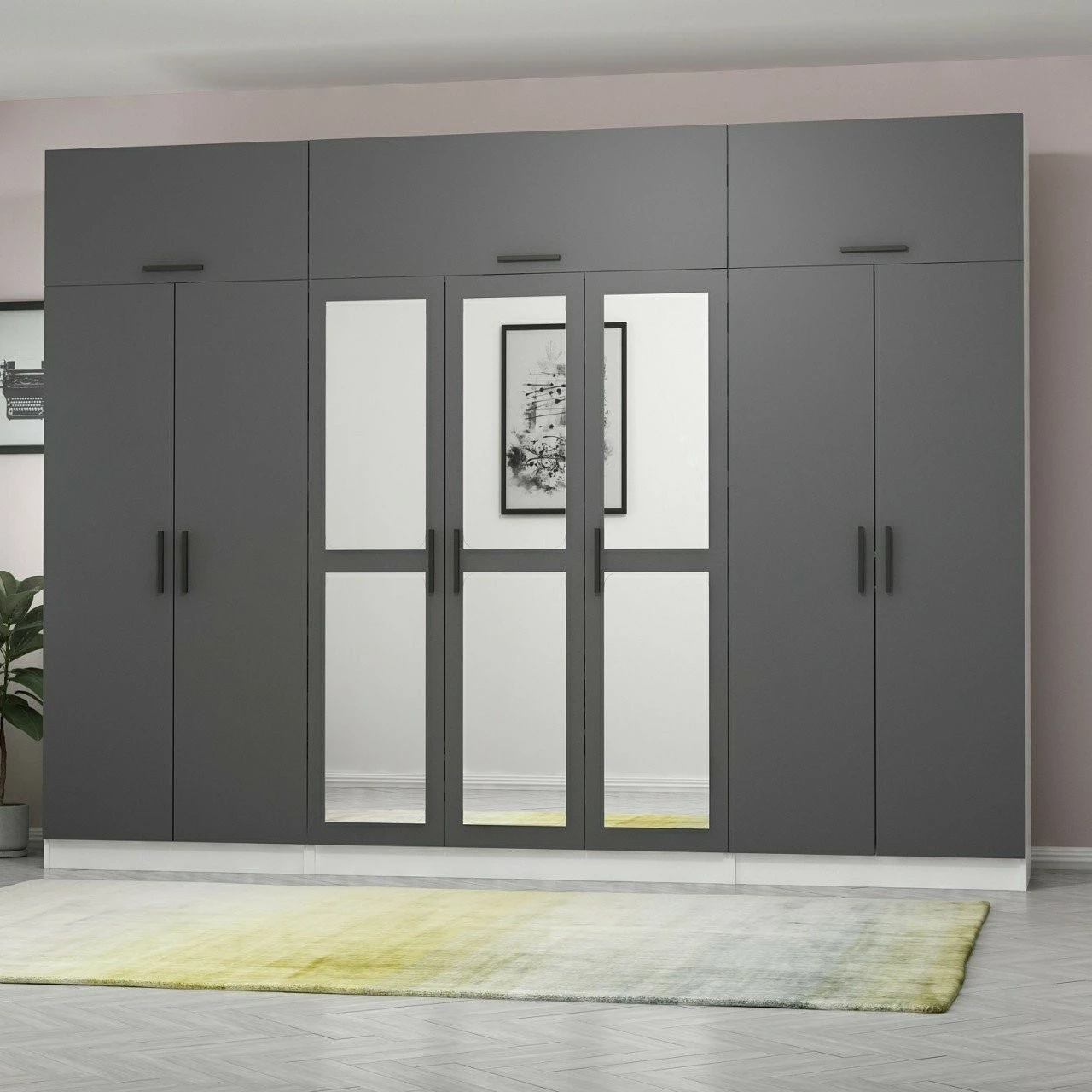 Dollap rrobash Skye Decor, anthracite dhe i bardhë, 5254