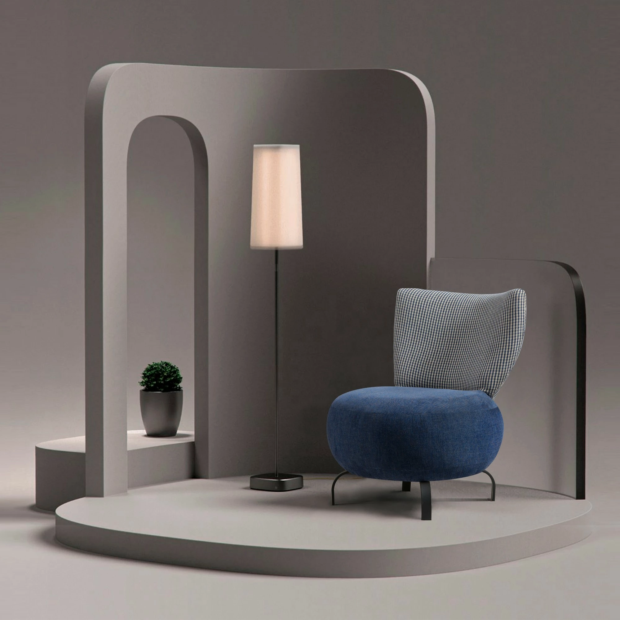 Set karrigash wing Atelier del Sofa, Loly, ngjyrë kaltër e errët