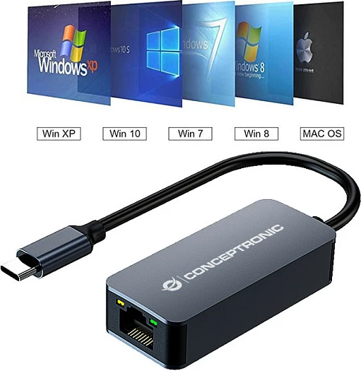 Adapter Ethernet USB-C Conceptronic ABBY12GC, 2.5Gbps, USB 3.2 Gen 1, Gri