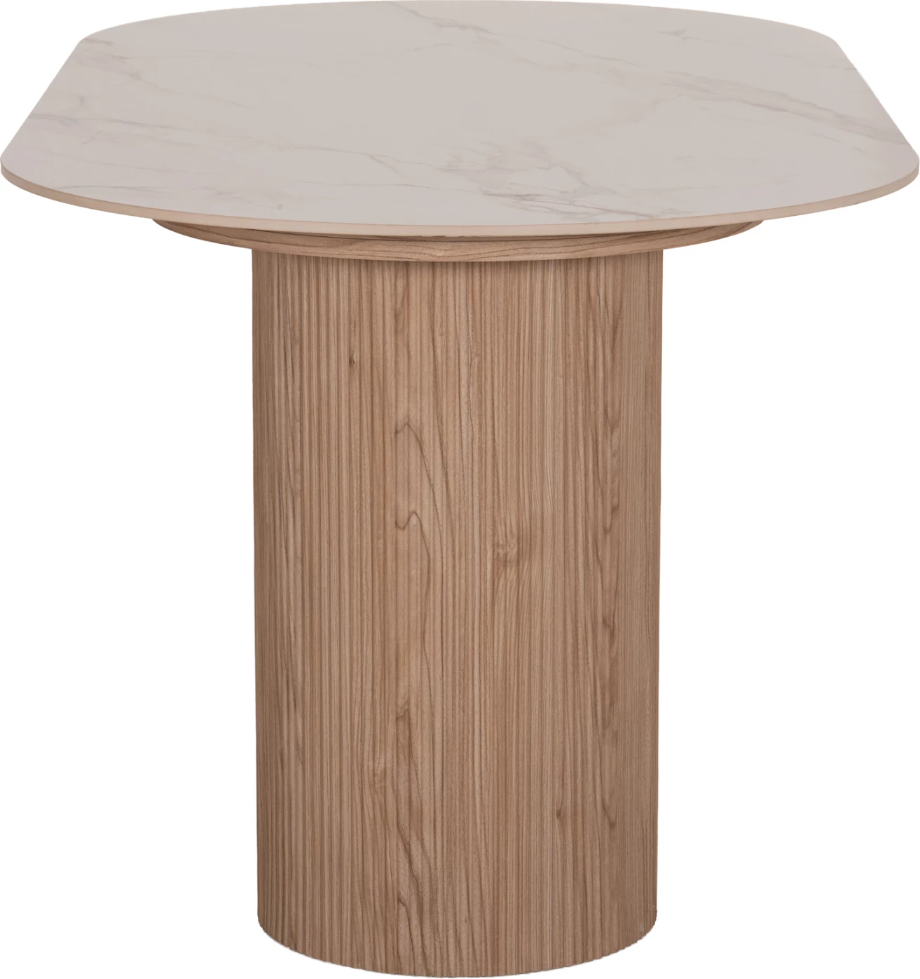 Tavolinë ngrënie Mellow, FH18416, këmbë MDF, sipërfaqe qeramike ngjyrë mermeri të bardhë, 180x90x76 cm
