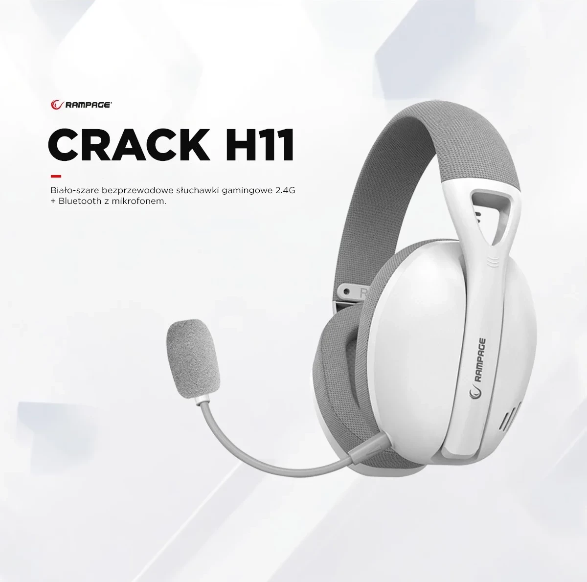 Kufje gaming Rampage CRACKH11, 7.1, wireless, të bardha