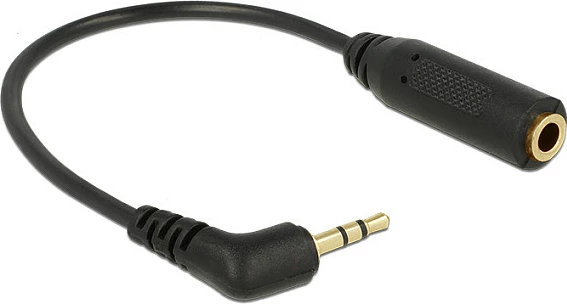 Adapter kabllo audio DeLOCK 2.5mm mashkull (kënd) në 3.5mm femër, 0.175m, i zi