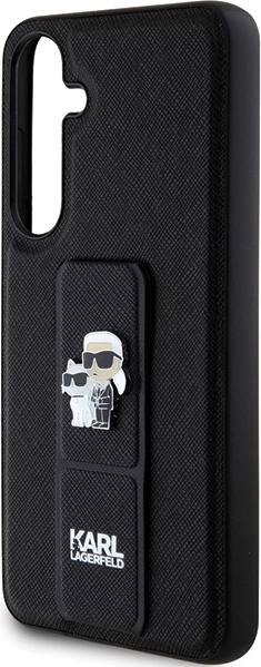 Mbështjellës Karl Lagerfeld Gripstand Saffiano Karl&Choupette Pins për Samsung Galaxy S24+, i zi