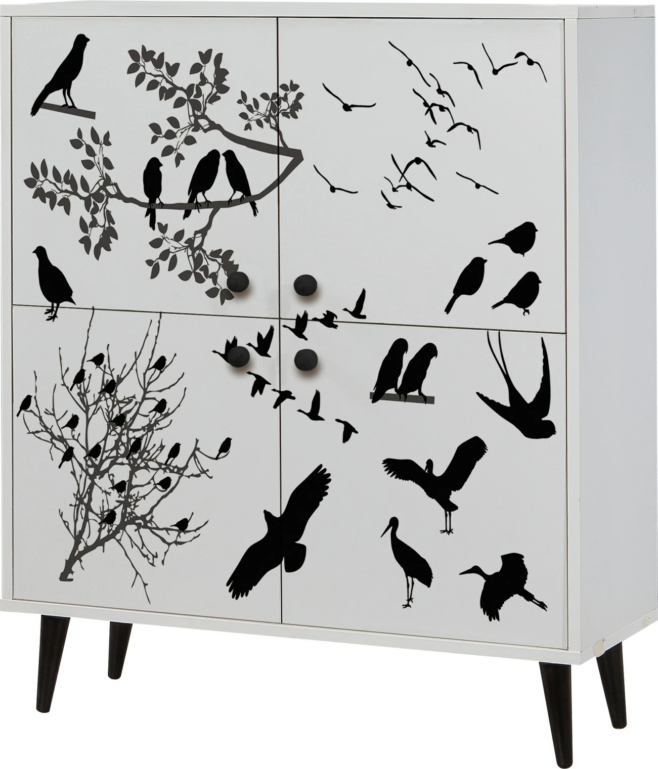 Dollap multifunksional Hanah Home, Multilüx Manyas, bardhë e zi, 95x111x36cm