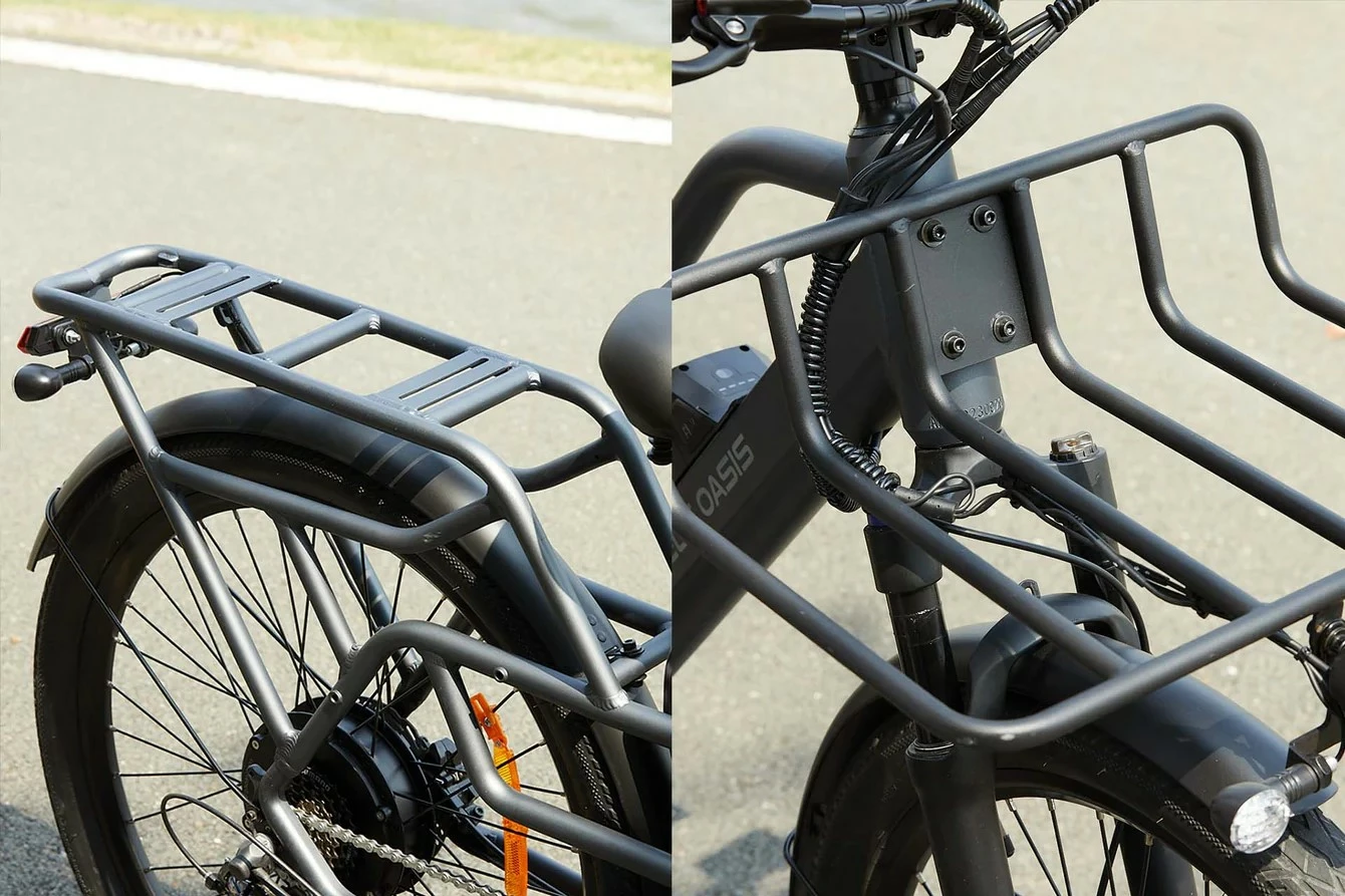 biçikletë elektrike cargo ADO OASIS 260T, 26 inç, rreze deri 180 km, Shimano 7 shpejtësi, 55 Nm, gri, set me 2 bateri