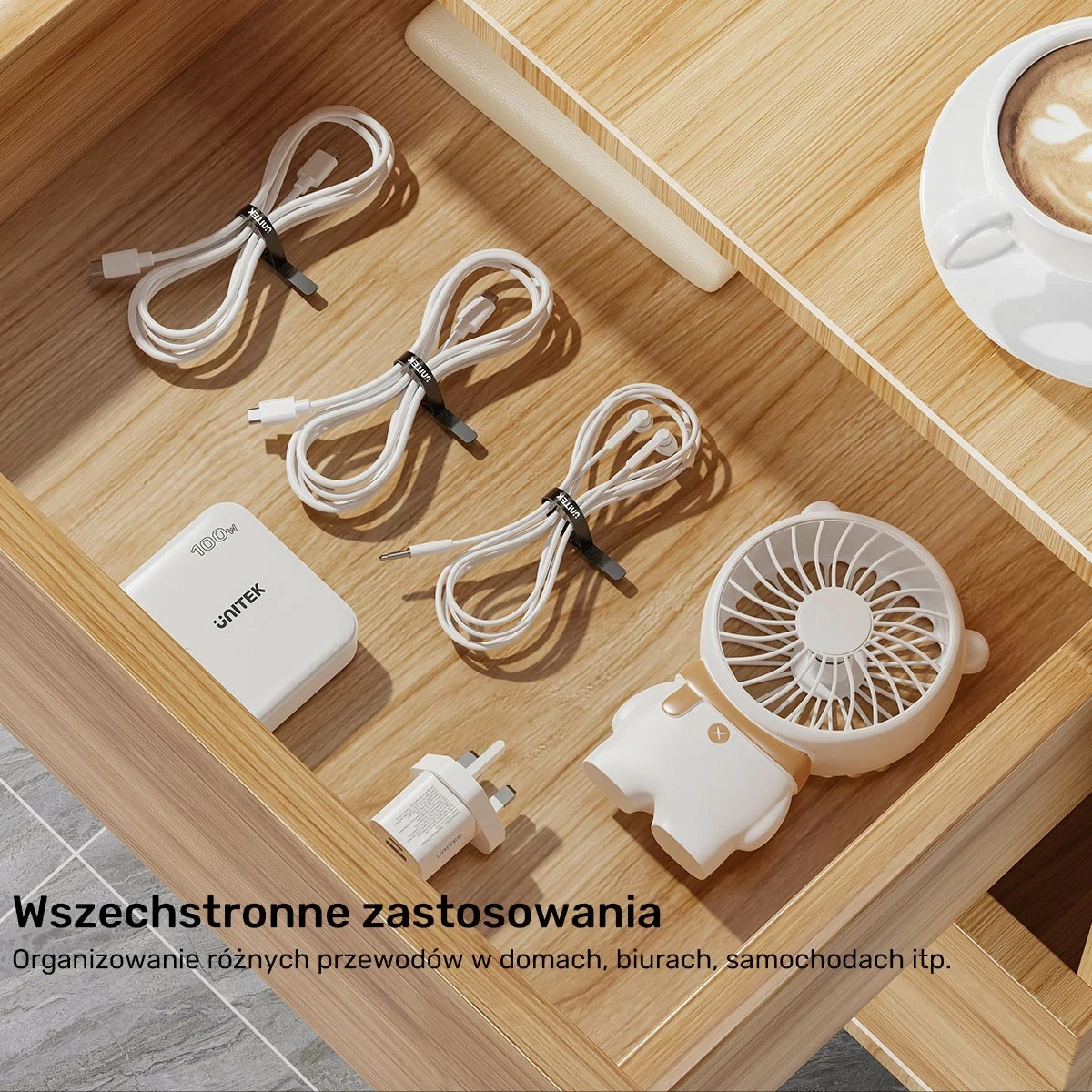 Set rripa silikoni për kabllo Unitek, 5 copë, të zi/gri