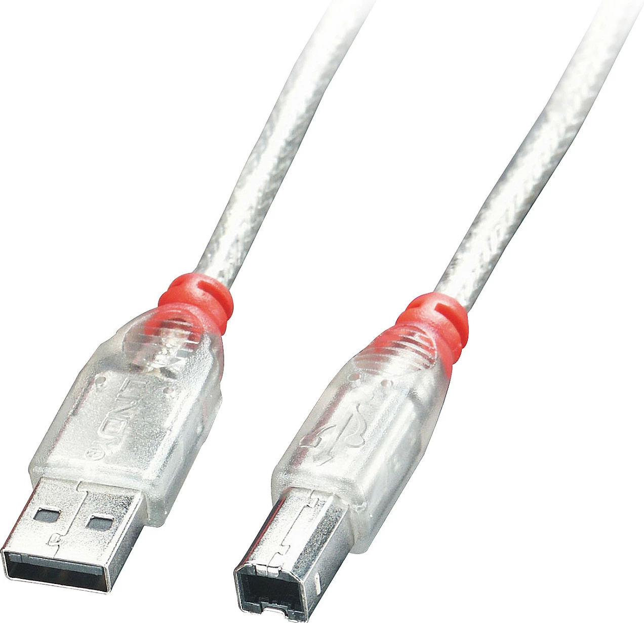 Kabllo USB LINDY, USB-A në USB-B, USB 2.0, 0.2m, transparente