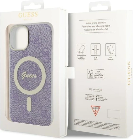 Mbështjellës Guess 4G MagSafe për iPhone 14, vjollcë