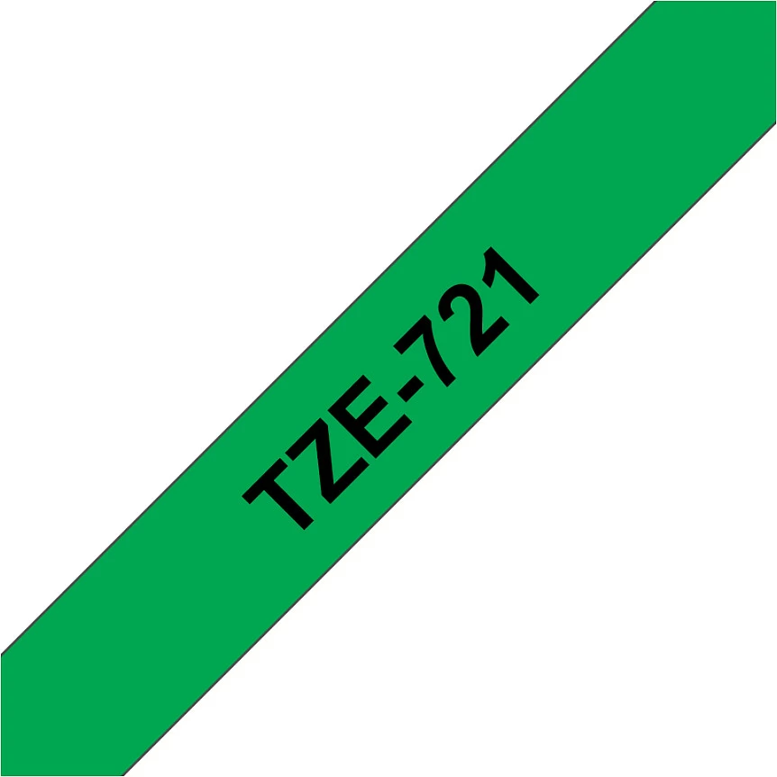 Shirit etikete Brother TZe-721, 9mm, i laminuar, i zi në të gjelbër