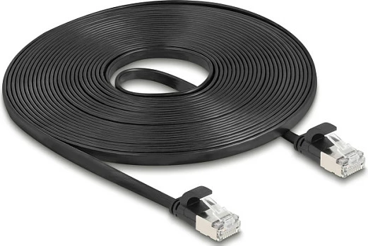 Kabëll rrjeti DeLOCK 81168 Cat6a 7.5m U/FTP RJ-45 i sheshtë 10Gbps, i zi
