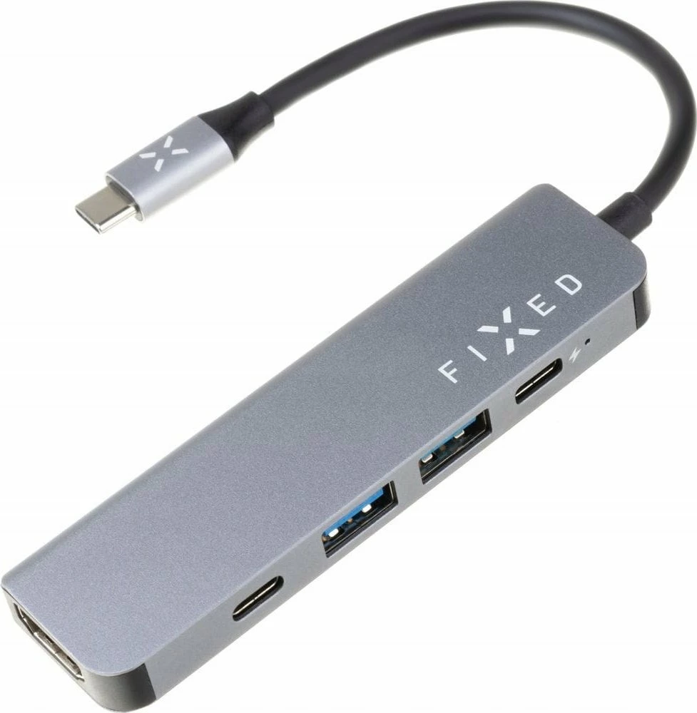 Hub USB-C Fixed FIXHU-MN-GR, 5 porta, HDMI 4K, PD 100W, gri