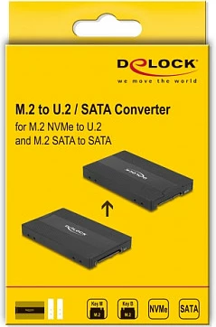 Adapter SSD DeLOCK 64301 U.2 në M.2 NVMe/SATA, 2.5", i zi