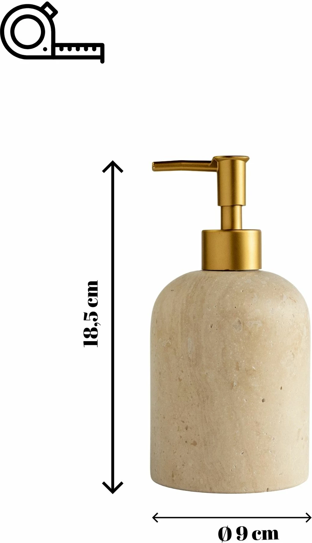 Dispenser sapuni prej mermeri, ngjyrë bezhë dhe ar mat, Evila Originals, Etern