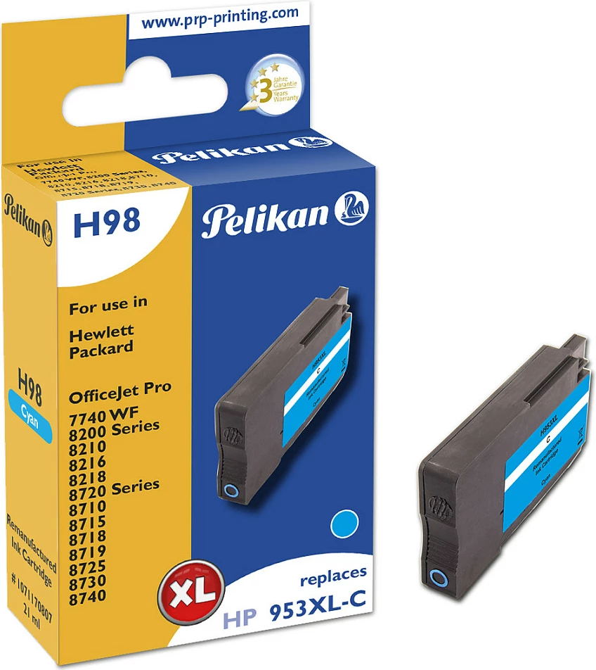 Kartrixh boje Pelikan H98, kompatibile me HP 953XL, XL, Cyan
