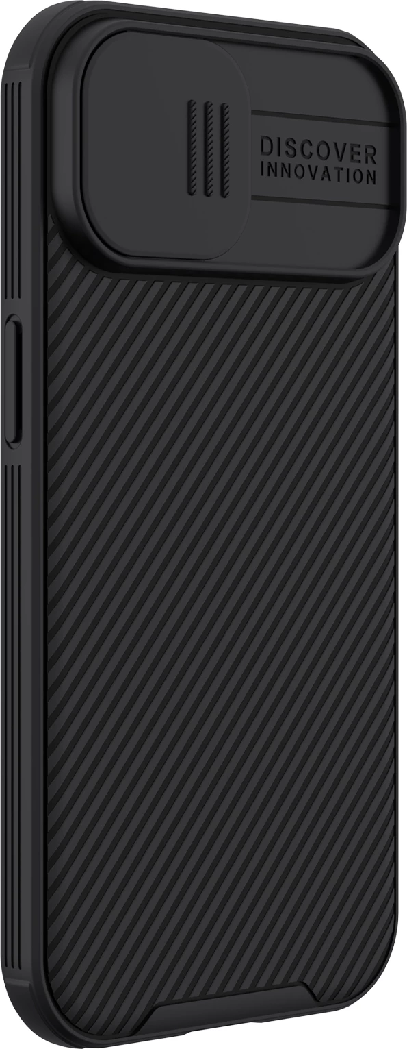 Mbështjellës Nillkin CamShield Pro Magnetic për iPhone 15 Plus, me kapak kamere, i zi