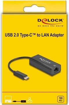 Adapter rrjeti DeLOCK 64306 USB Type-C në Ethernet 10/100 Mbps, i zi