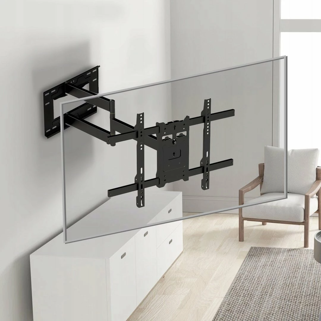 Mbajtëse muri për TV Maclean MC-985, 37-70\", VESA deri 600x400, 45 kg, krah 915 mm, rrotulluese, e zezë