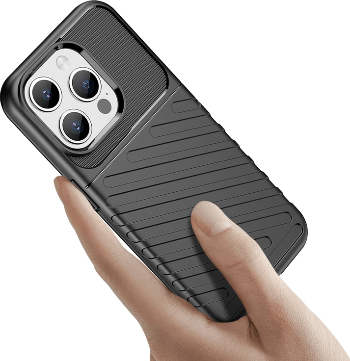 Mbështjellës Hurtel Thunder Case për iPhone 15 Pro, TPU, i zi