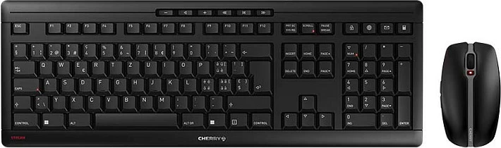 Kasë Cherry Stream Desktop, Wireless, QWERTZ, Maus i përfshirë, Ngjyrë e zezë